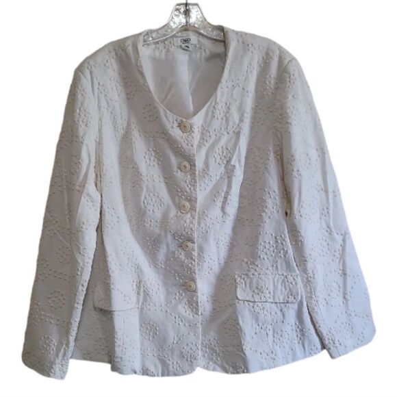 Cato Woman Suit Jacket Linen Blend Embroidery Ivory Cream Beige Size 22W - Picture 6 of 8